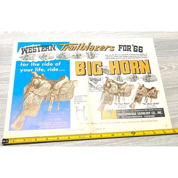 Chattanooga Saddlery Vintage Print Ad 1960s Big Horn Saddles Western Horse - Picture 2 of 7